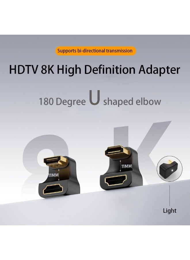 ChicVibe HDMI 2.1 U-Shape Angle Ultra HD Adapter,180 Degree HDMI Adapter and 270 Degree HDMI2.1 Adapter,8K@60Hz UHD2.1 3D, for HDTV Monitor Projector Laptop PC (180 Degree HDMI Adapter(2 Pack)) - Image 2